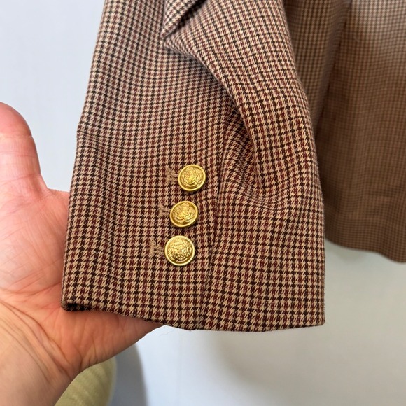 Lane Bryant The Bryant Blazer Houndstooth Plaid Brown Gold Double Breasted Sz 20 - Picture 13 of 16